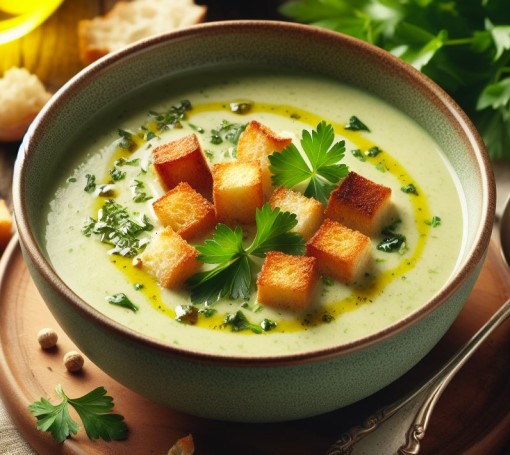 Crema de calabacín con picatoste